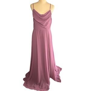Celebrate DB Studio Maxi Cowl Neck Chiffon Dress Slit Bridesmaid Prom Chianti 8